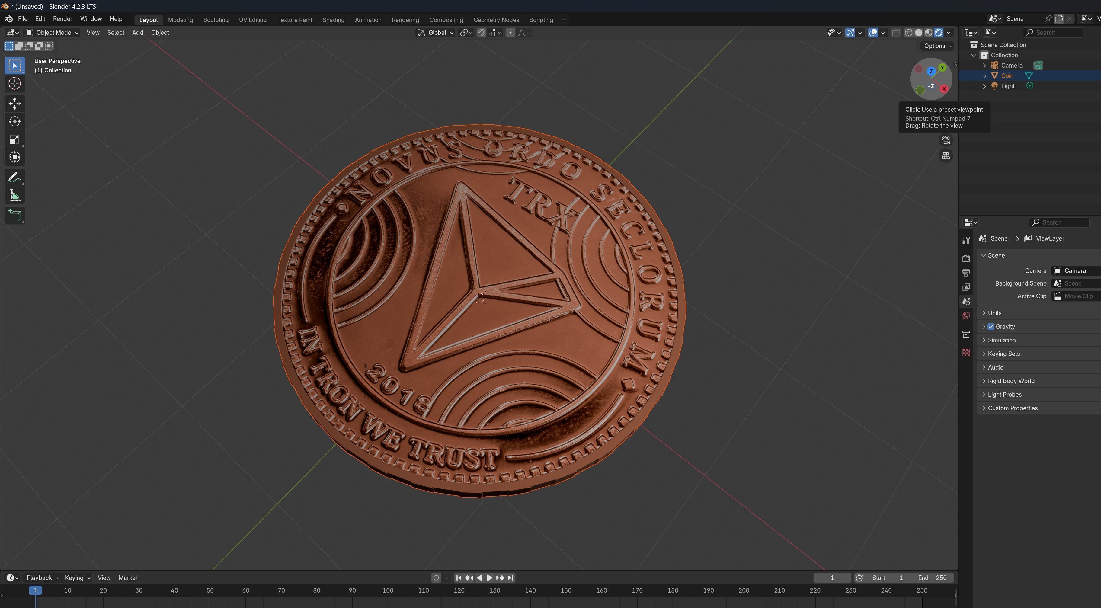 Tron Coin Copper 3D model_7