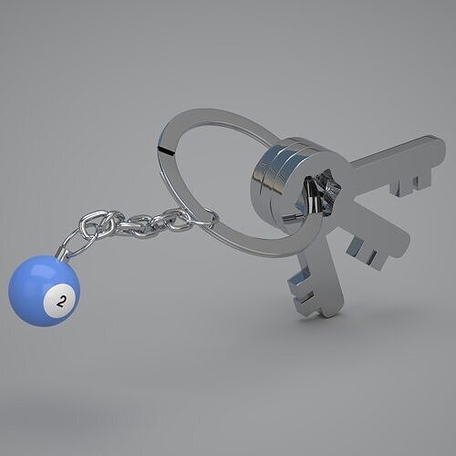 2 Pool Snooker Ball with Keychain 3D model