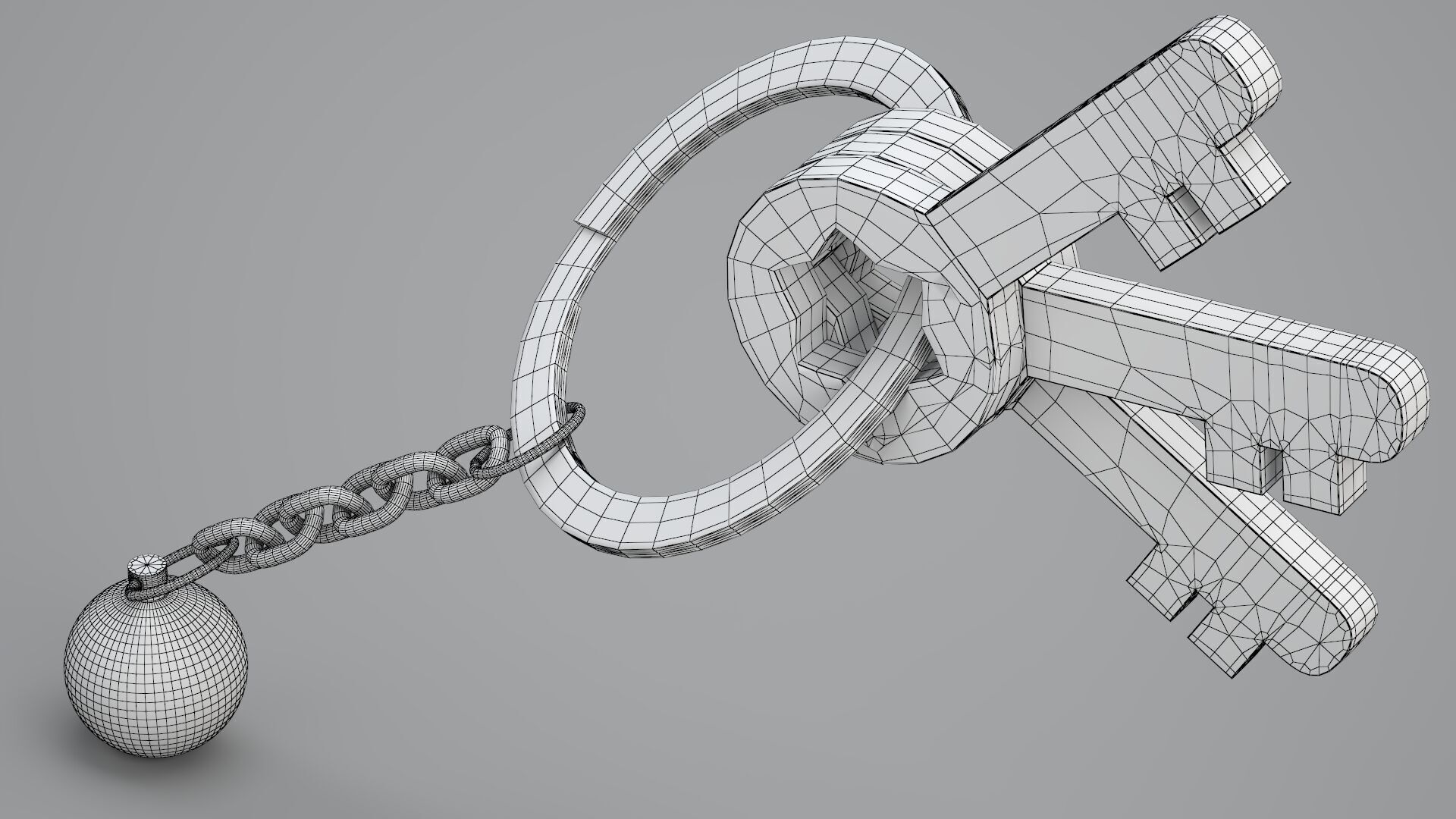 3 Snooker Ball with Keychain 3D model_8