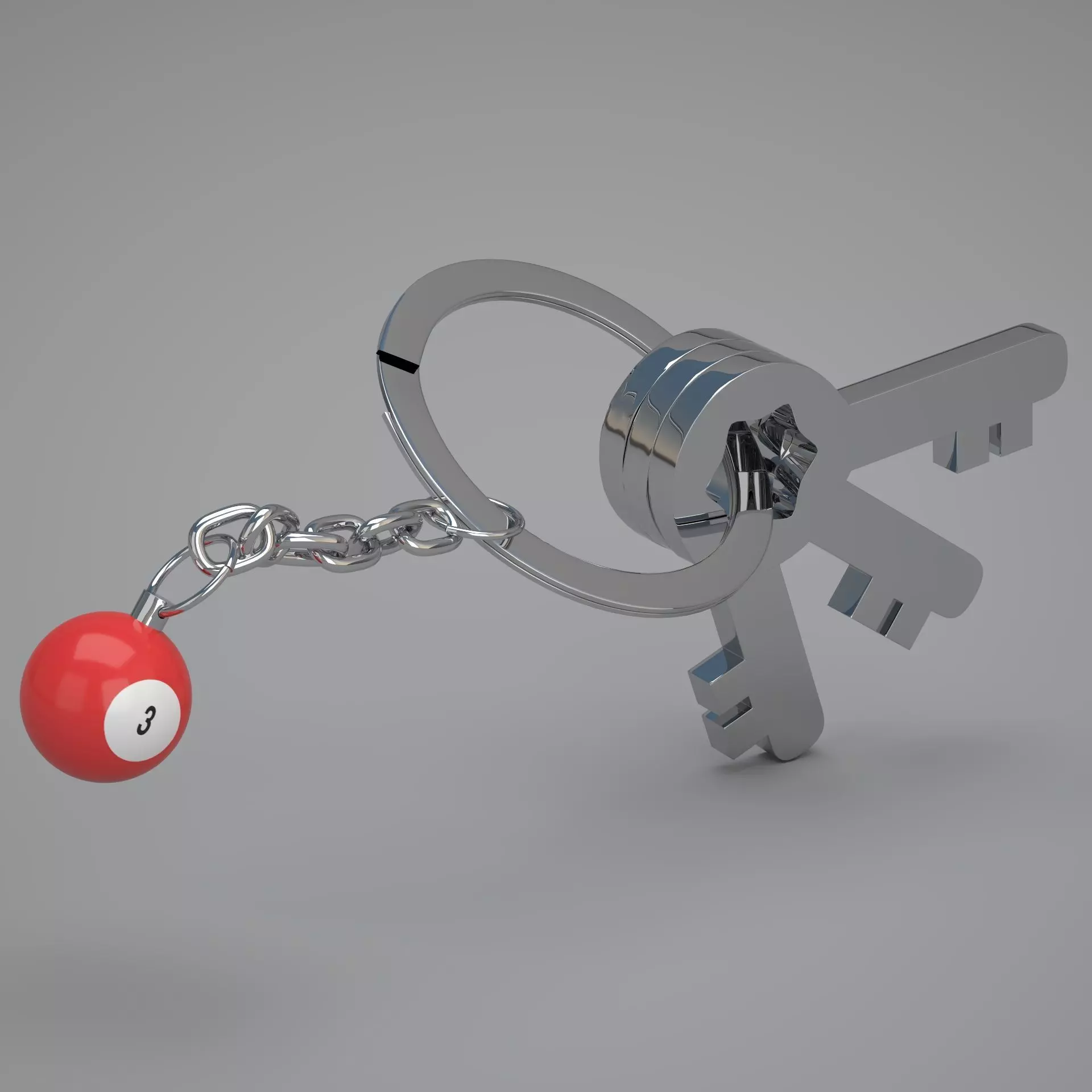3 Snooker Ball with Keychain 3D model_0