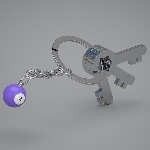 4 Snooker Ball with Keychain 3D model