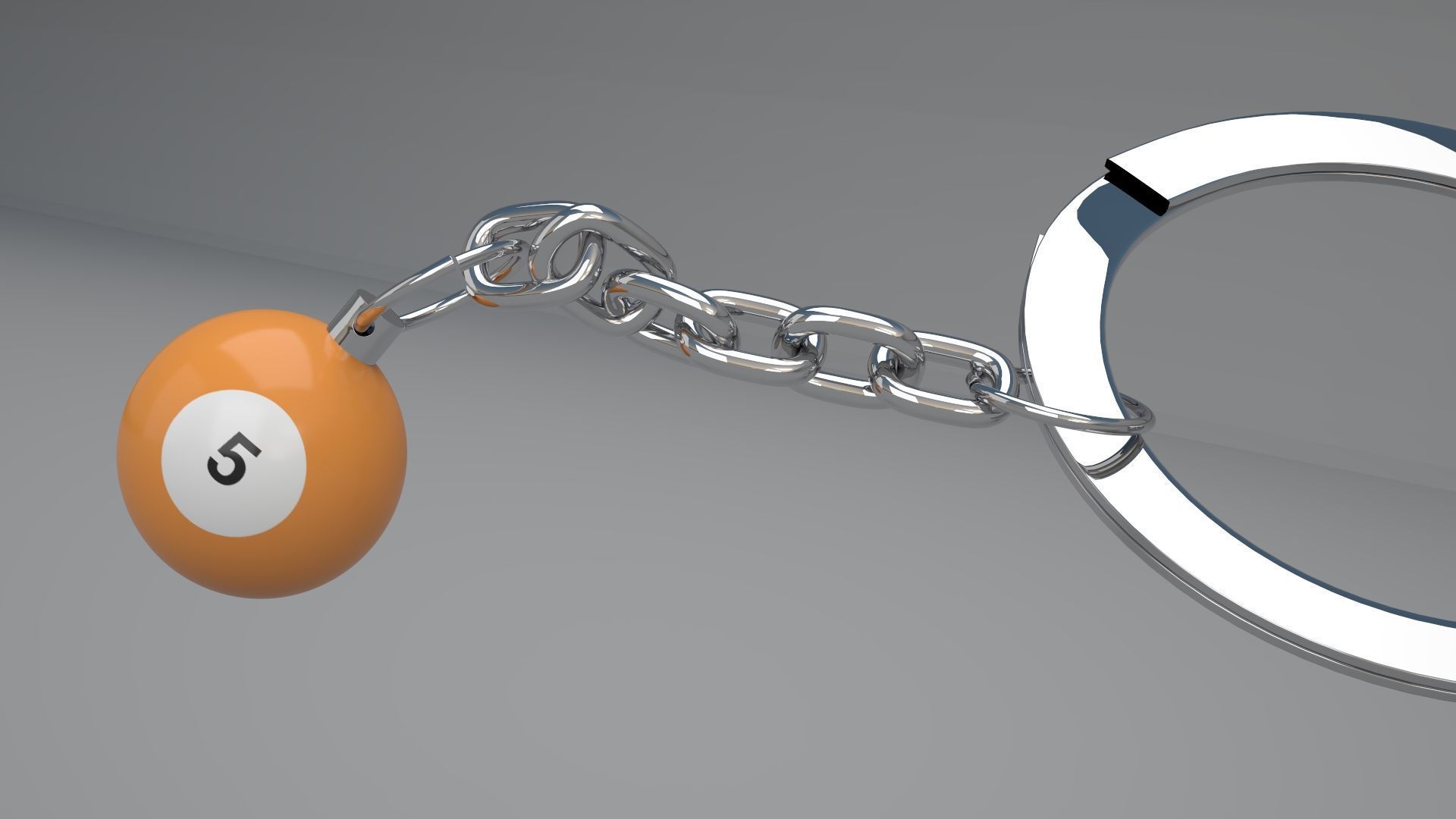 5 Snooker Ball with Keychain 3D model_1