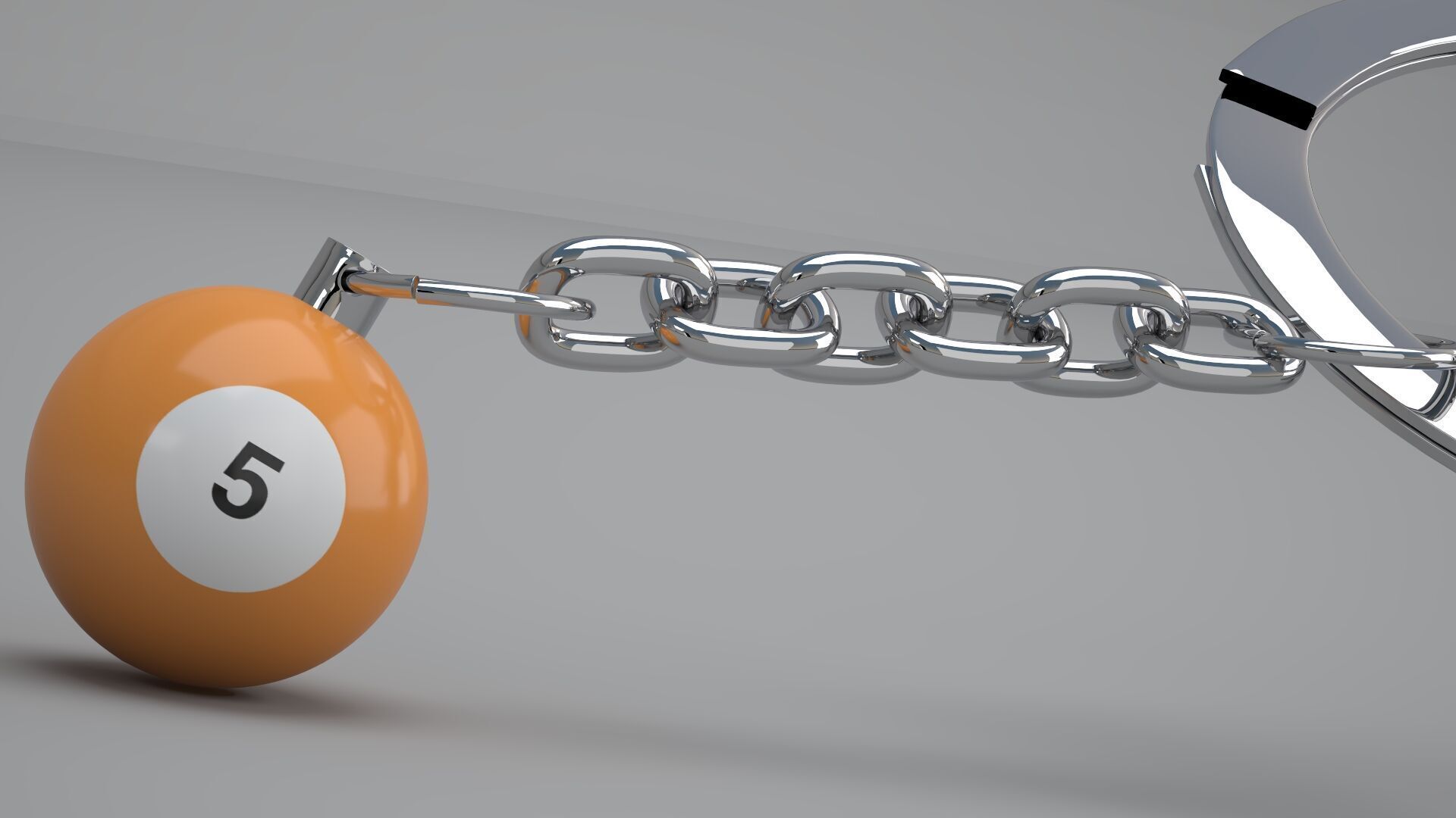 5 Snooker Ball with Keychain 3D model_3