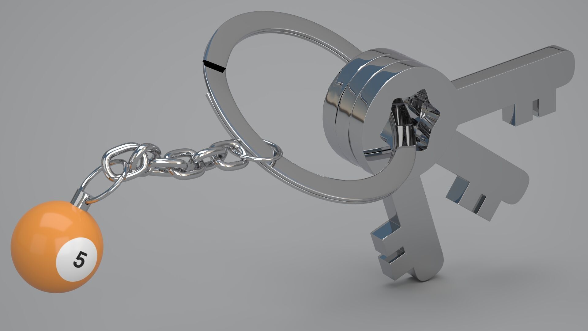 5 Snooker Ball with Keychain 3D model_6