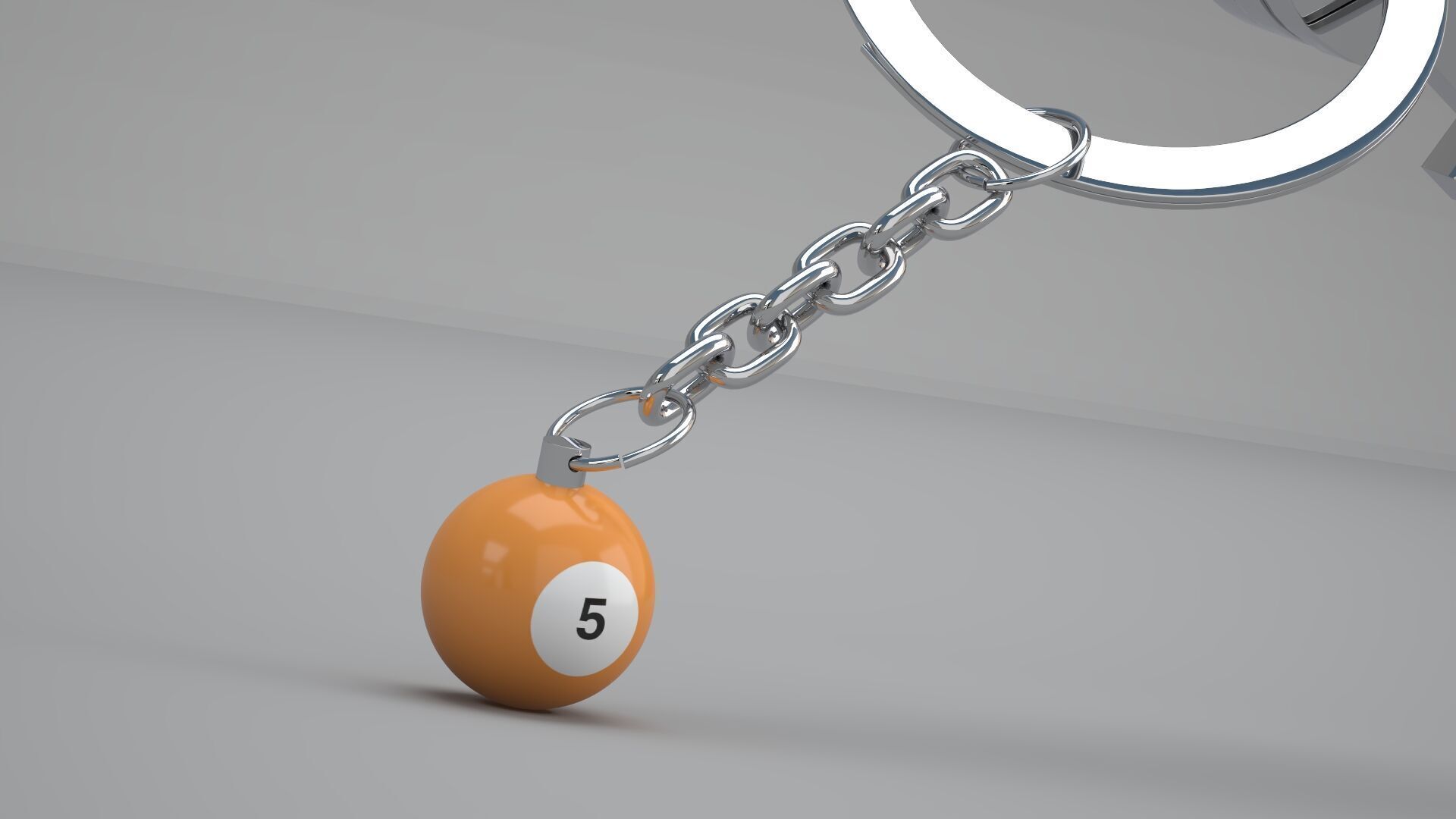 5 Snooker Ball with Keychain 3D model_4