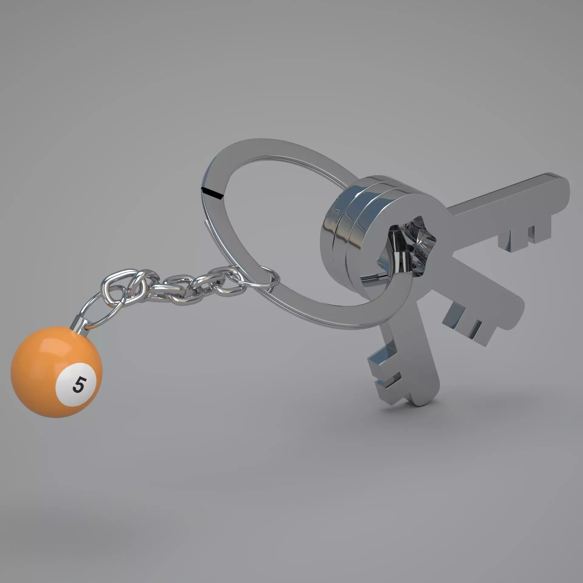 5 Snooker Ball with Keychain 3D model_0