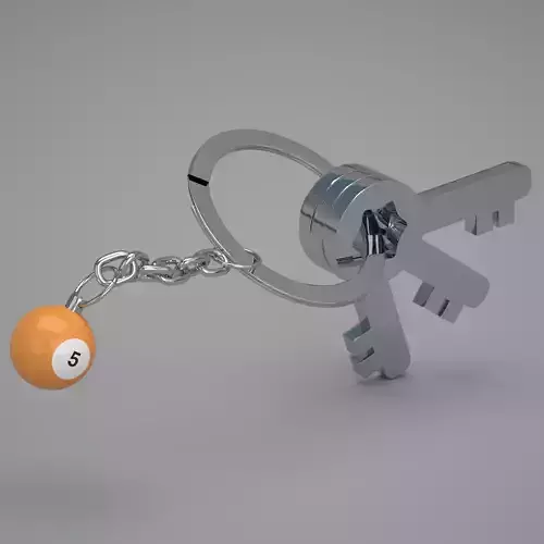 5 Snooker Ball with Keychain 3D model