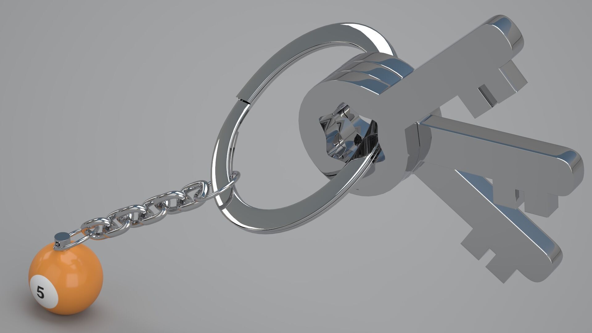 5 Snooker Ball with Keychain 3D model_2