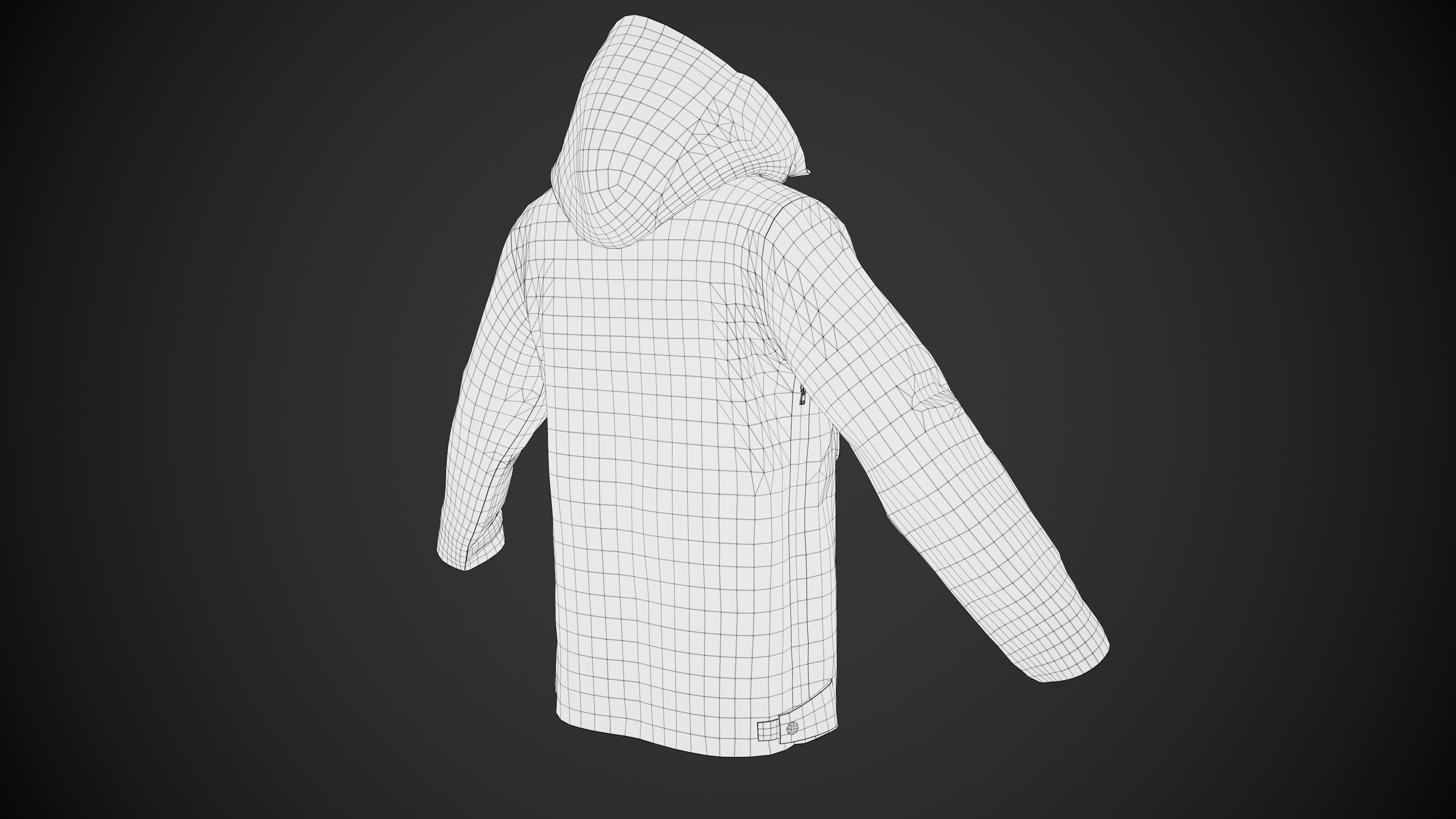 Red Anorak Jacket Low-poly 3D model_15