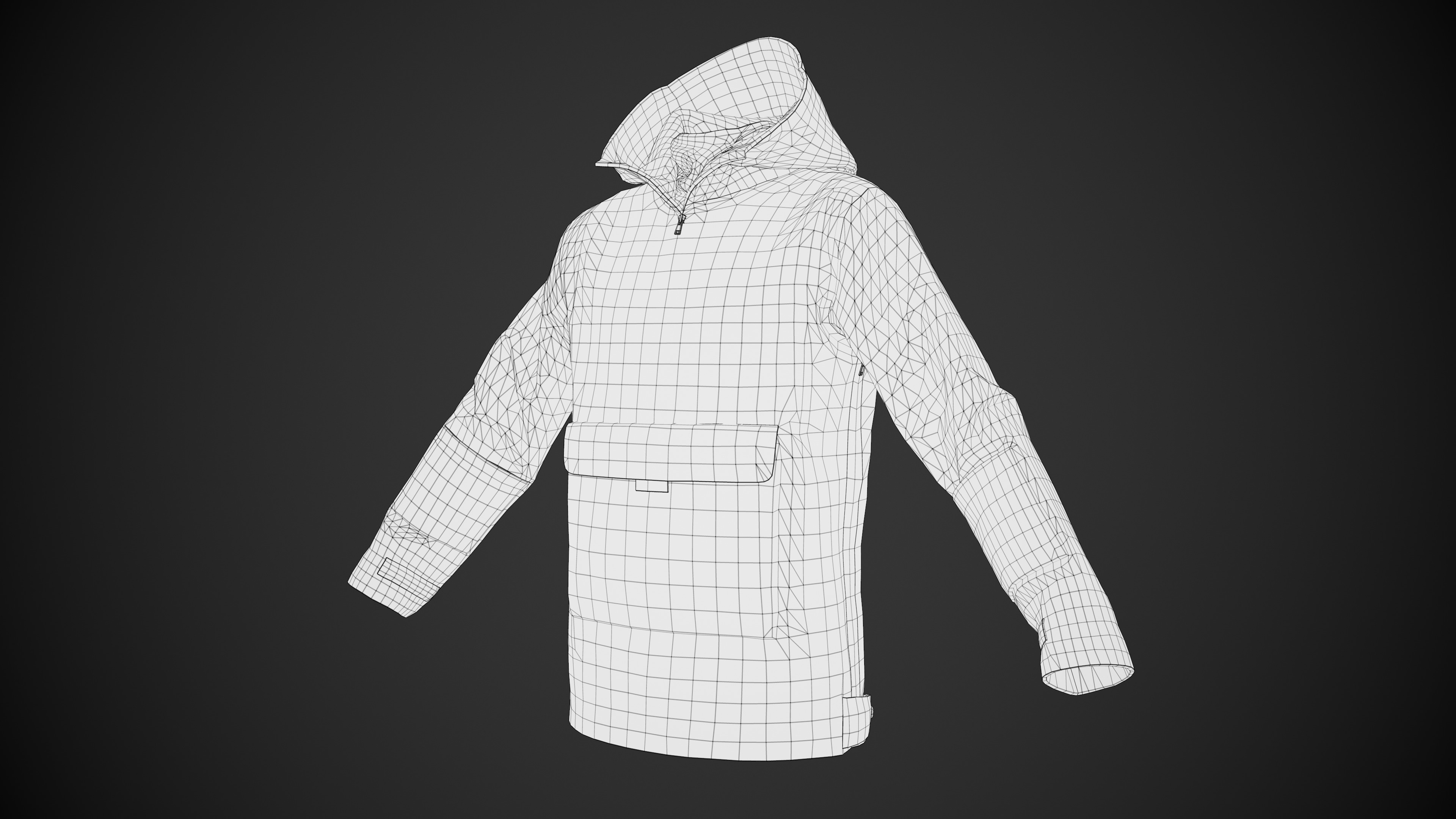 Red Anorak Jacket Low-poly 3D model_14