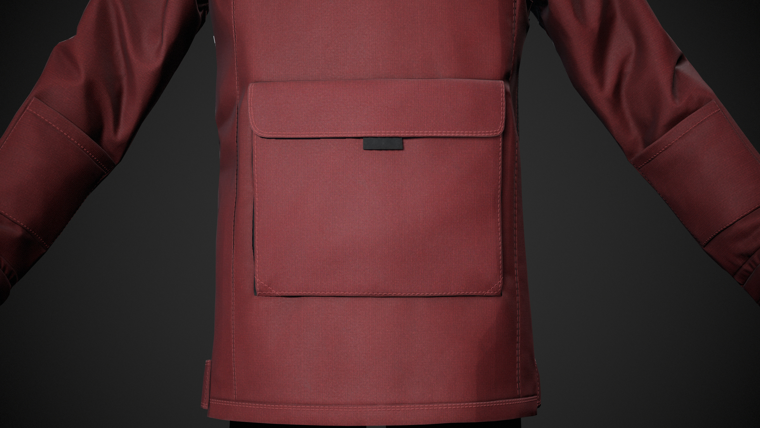 Red Anorak Jacket Low-poly 3D model_11