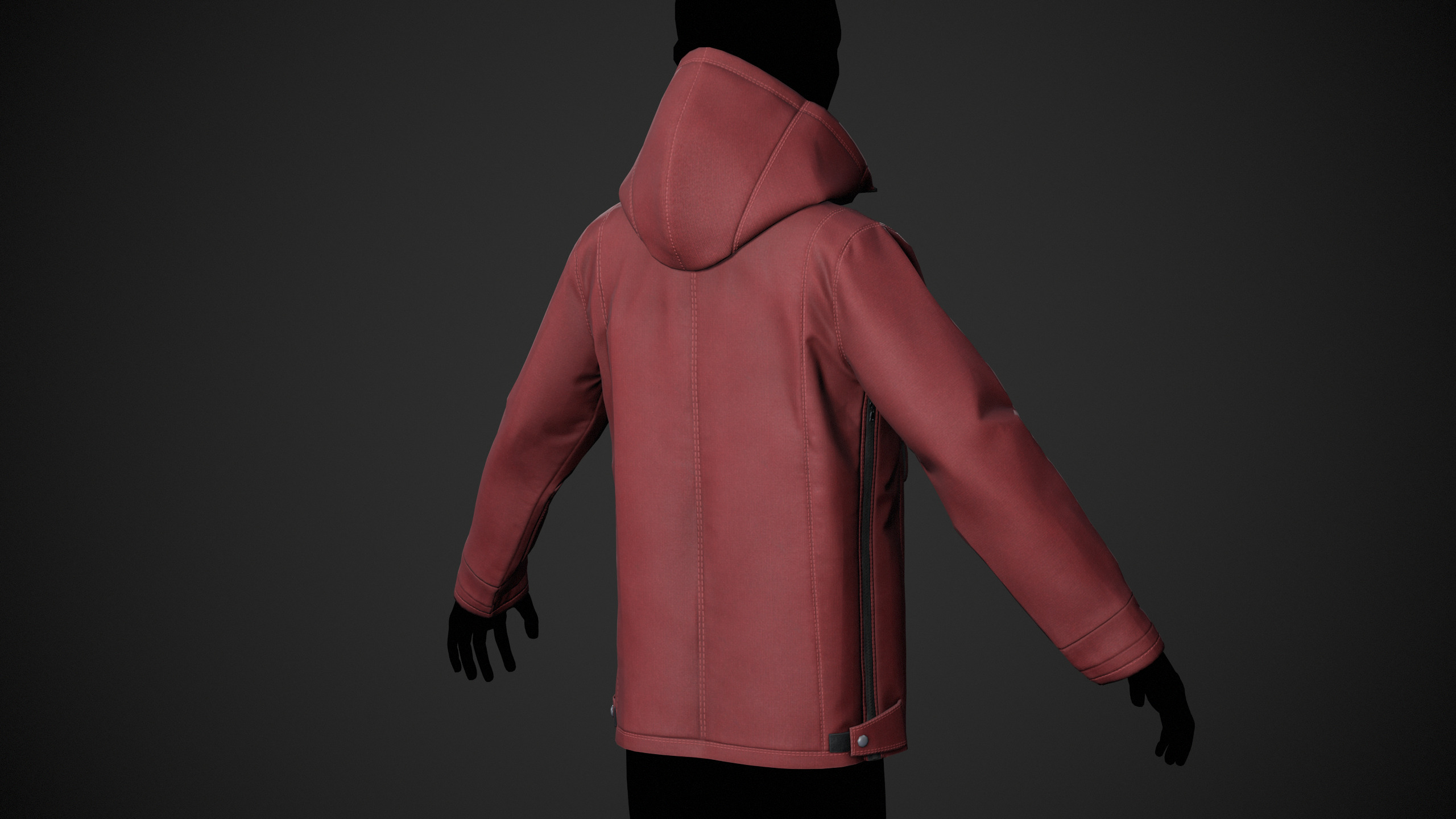 Red Anorak Jacket Low-poly 3D model_3