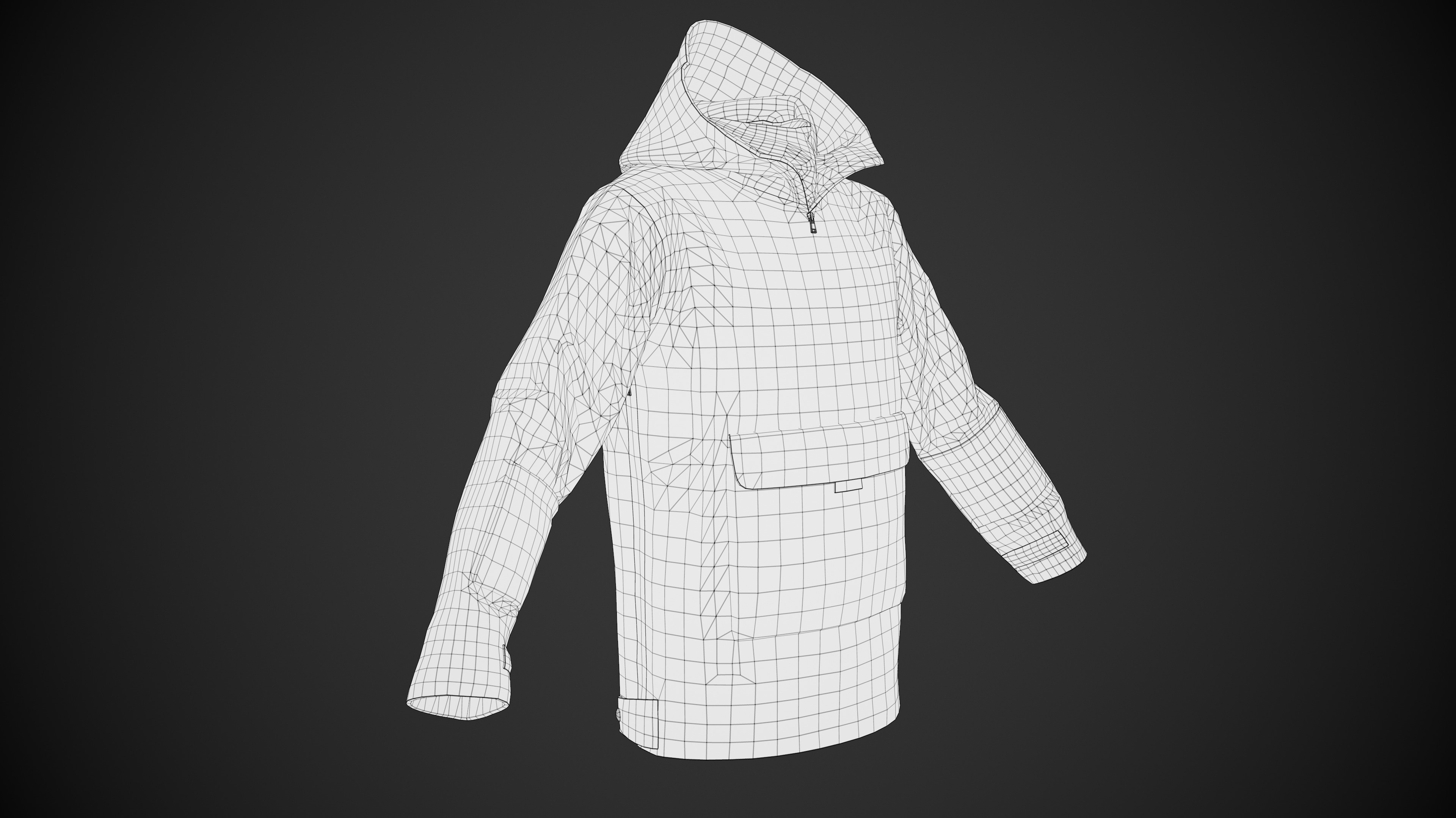 Red Anorak Jacket Low-poly 3D model_13
