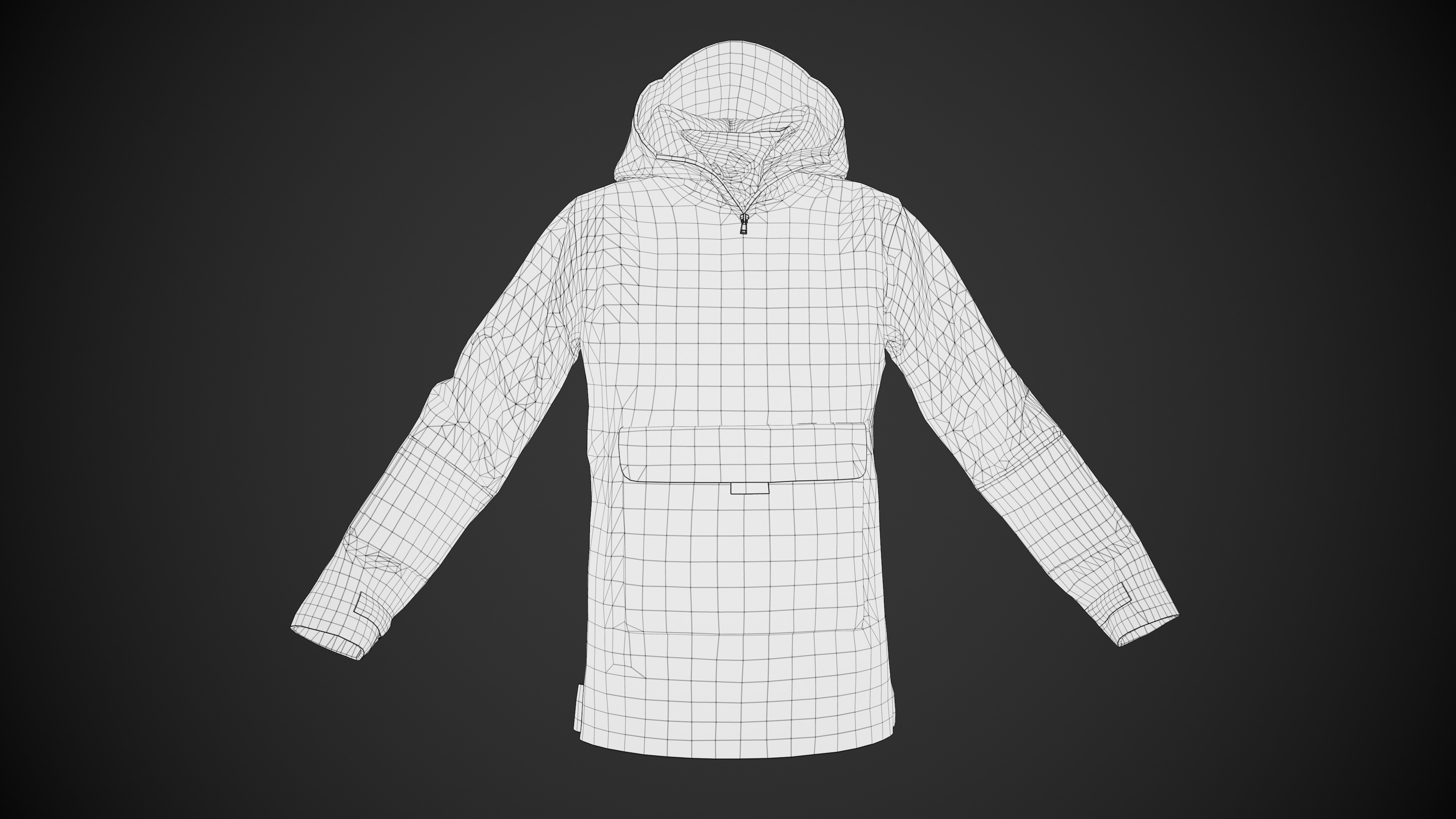 Red Anorak Jacket Low-poly 3D model_12