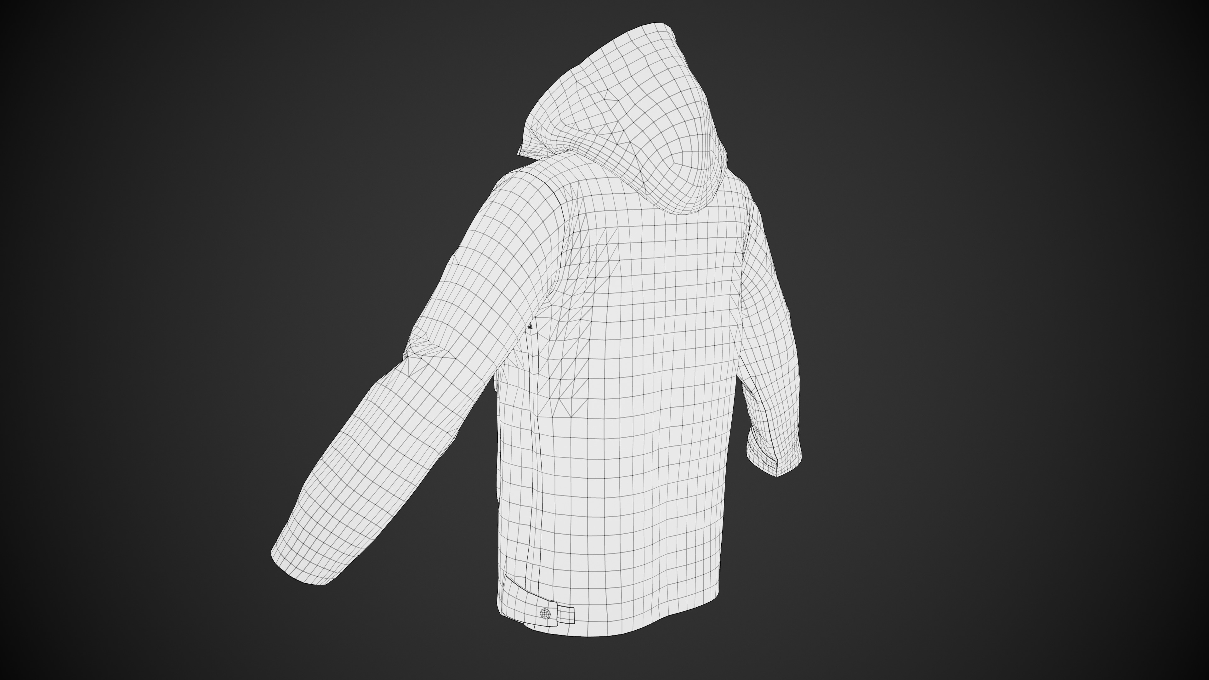 Red Anorak Jacket Low-poly 3D model_16