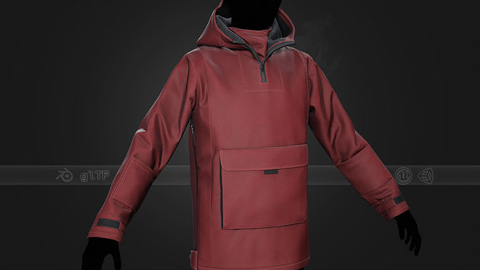 Red Anorak Jacket Low-poly 3D model