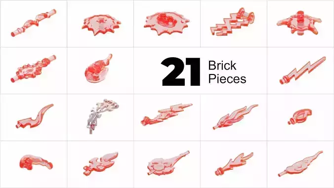 TwindBricks3D - 21-Piece Energy Effect Object Collection