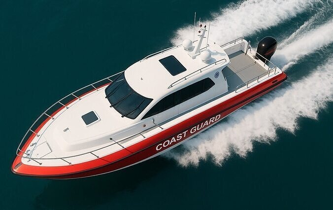 High-Speed Coast Guard Interceptor Boat Low-poly 3D model