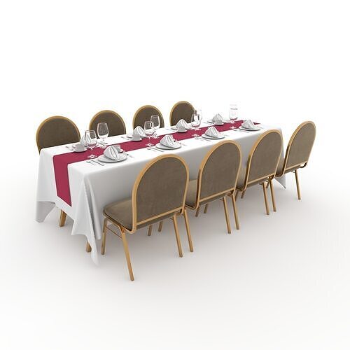 Banquet Table and Chair 87 3D model
