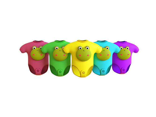 Cute Frog Baby Bodysuit 3D Models - Colorful Set Low-poly 3D model