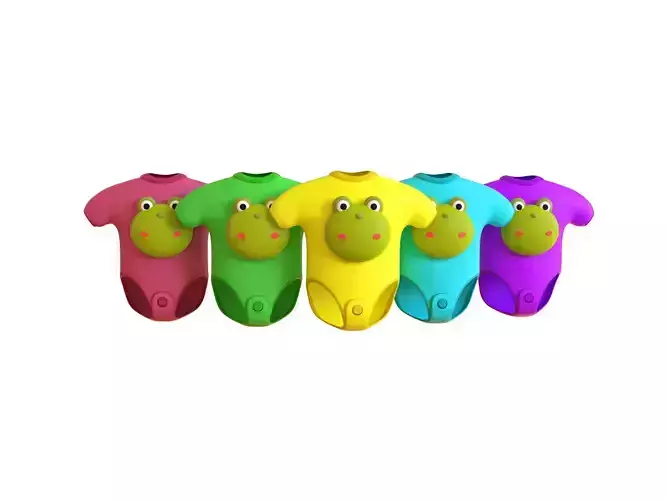 Cute Frog Baby Bodysuit 3D Models - Colorful Set