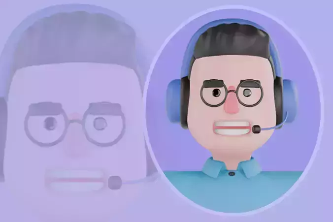 Stylized 3D Male Radio Broadcaster Character - Host with Headset