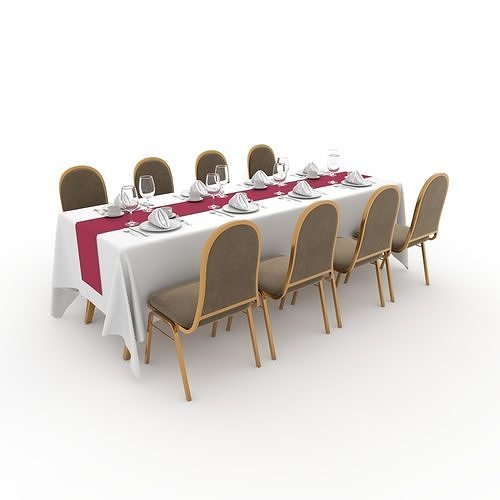 Banquet Table and Chair 88 3D model