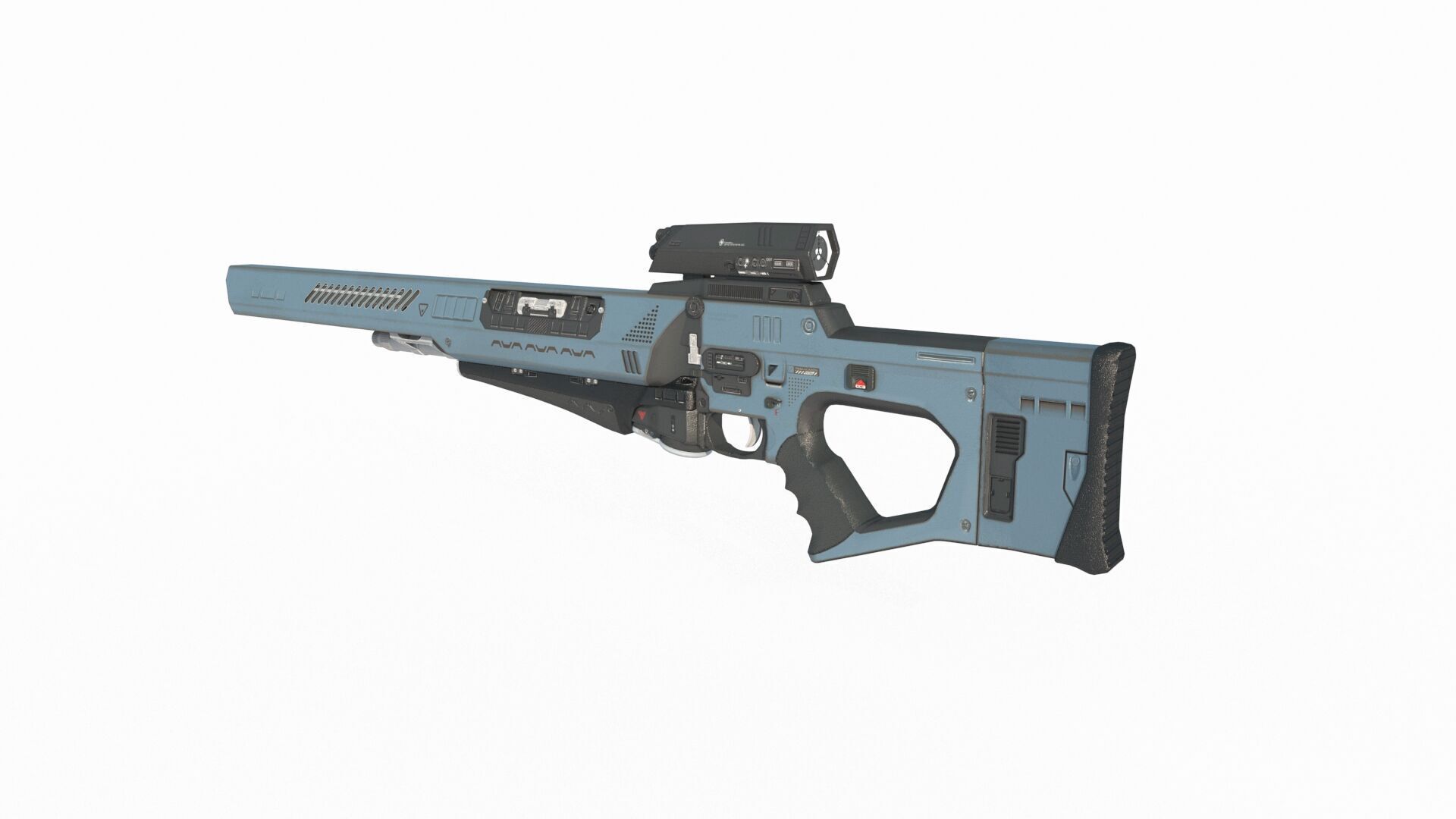 Future sci-fi weapon sniper rifle 3D model_1