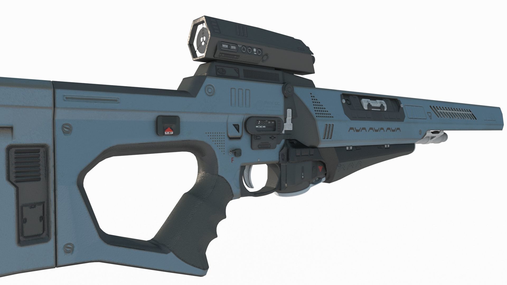 Future sci-fi weapon sniper rifle 3D model_4