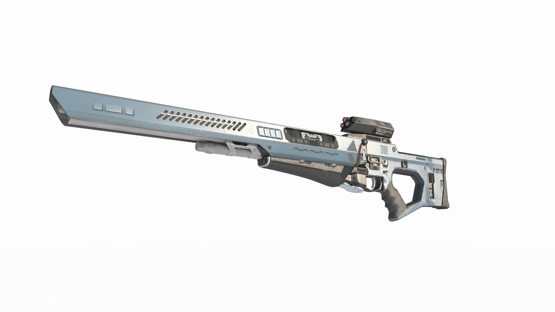 Future sci-fi weapon sniper rifle 3D model_2