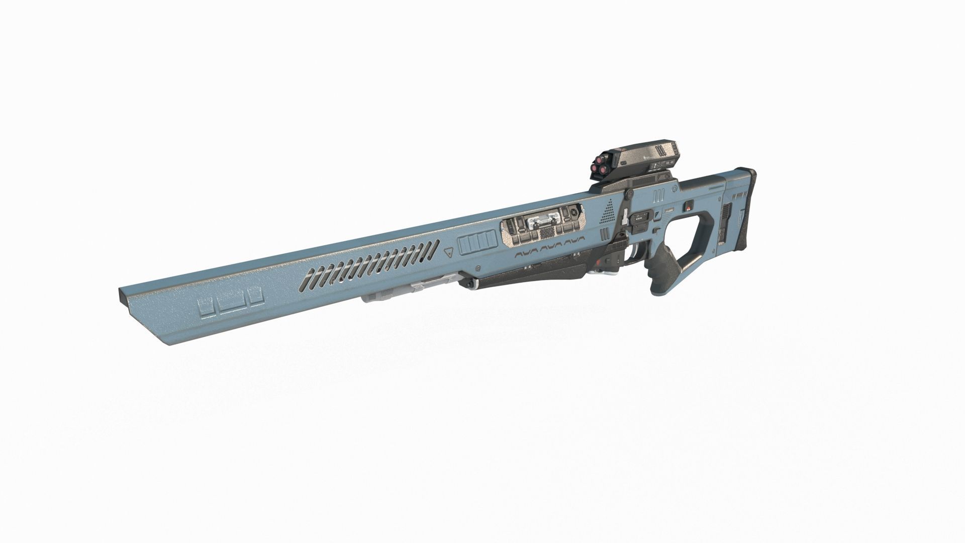 Future sci-fi weapon sniper rifle 3D model_3