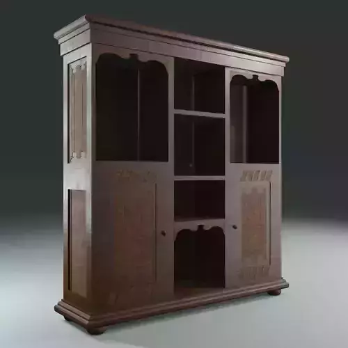 Game Ready Vintage Wooden Cabinet Low Poly PBR Low-poly 3D model Free low-poly 3D model