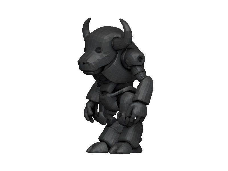 Buffalo Cyborg Low-poly 3D model_2