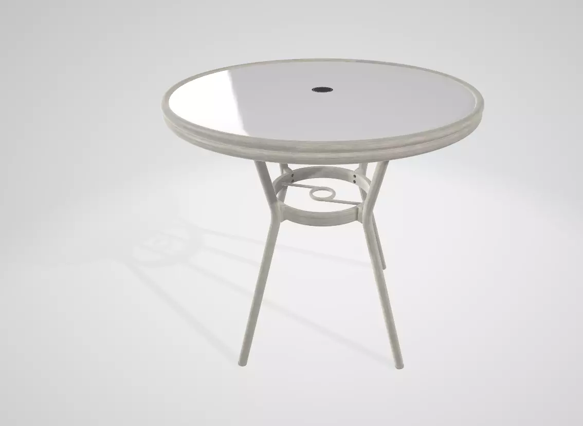 Dining Table with Gray Wood Grain Aluminum Frame and White 3D model