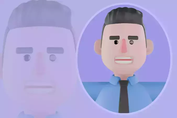 Stylized 3D Male News Editor Character - Cartoon Journalist