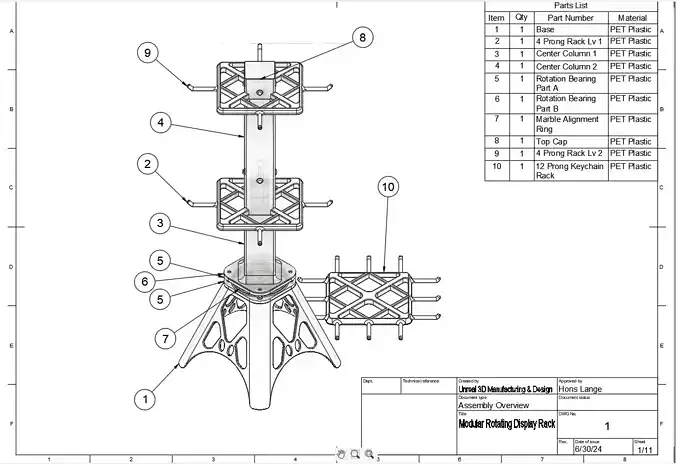 Modular Rotating Display Rack - Card headers or keychains