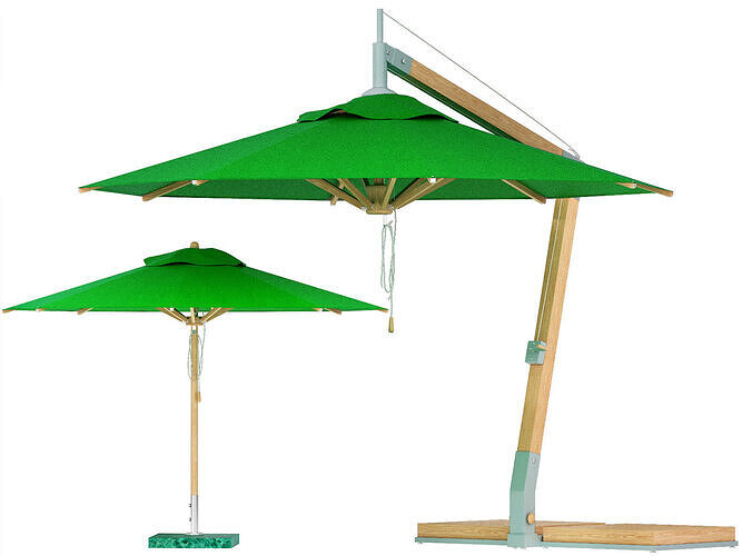 green levante bamboo umbrella from bambrella 3D model