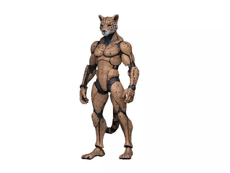 Cheetah Cyborg Low-poly 3D model_0