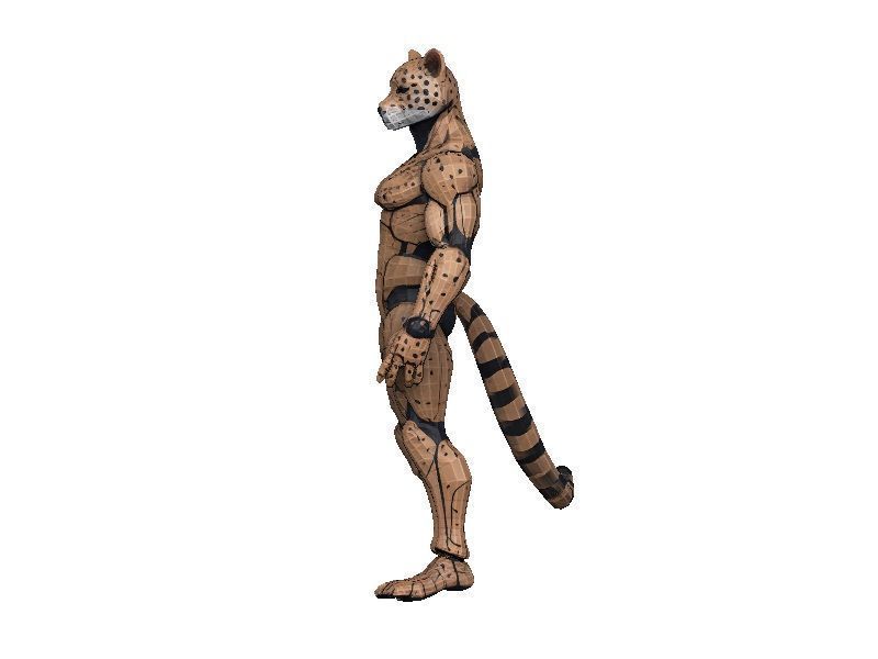 Cheetah Cyborg Low-poly 3D model_1