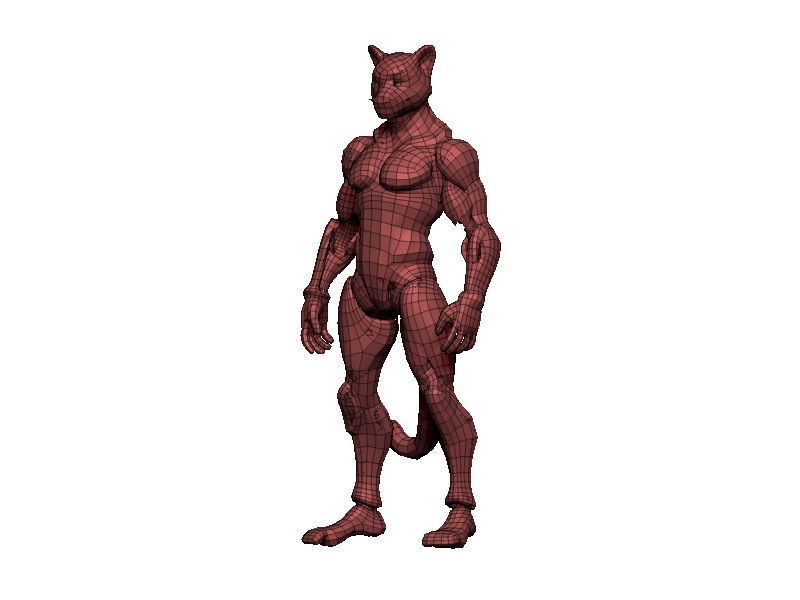 Cheetah Cyborg Low-poly 3D model_6
