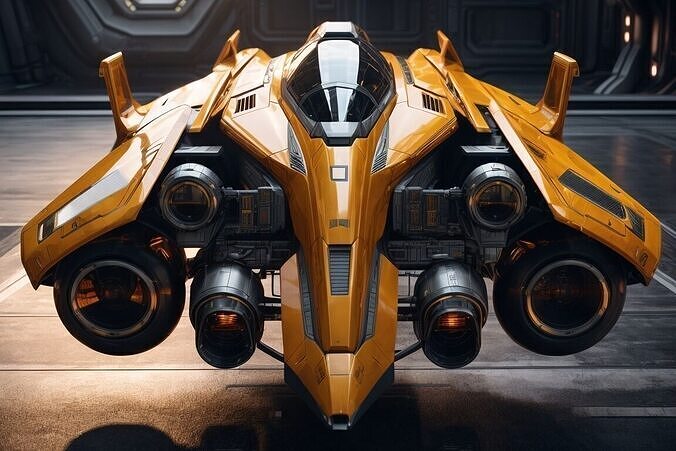 Futuristic spacecraft Low-poly 3D model
