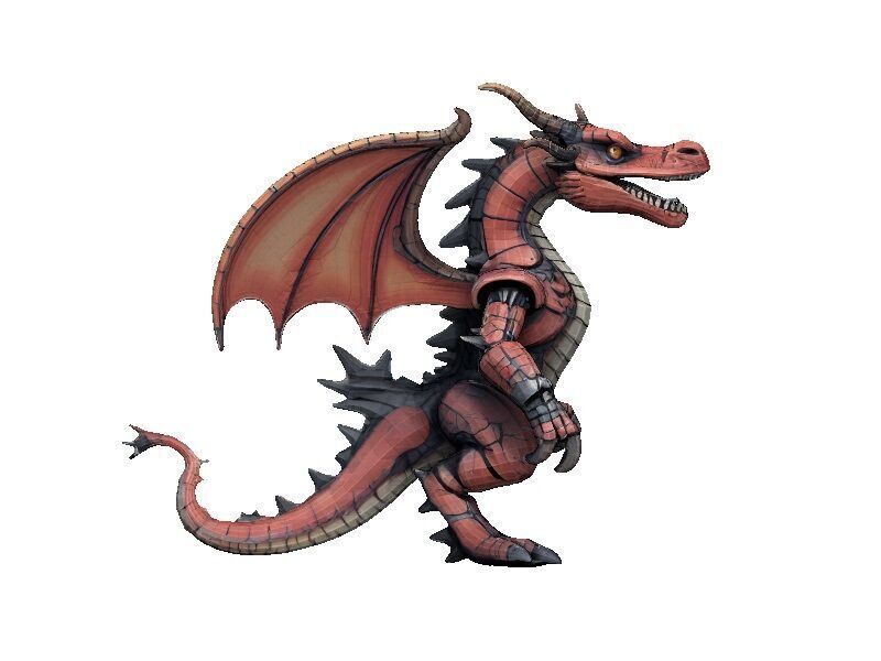 Dragon Cyborg Low-poly 3D model_6