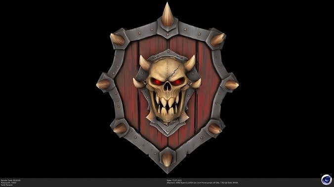Stylized Spiked Demon Shield - AI Low-poly 3D model
