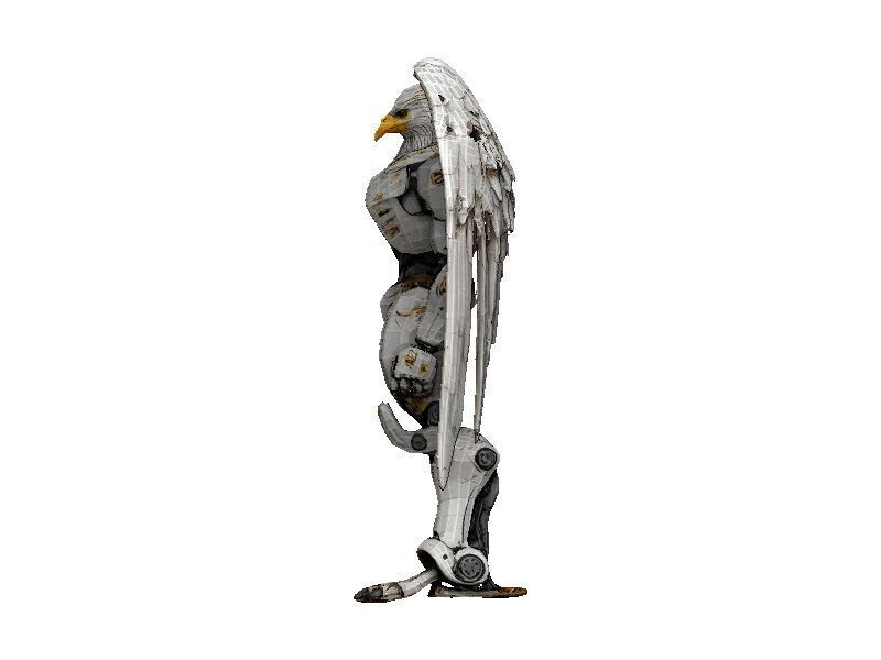 Eagle Cyborg Low-poly 3D model_4