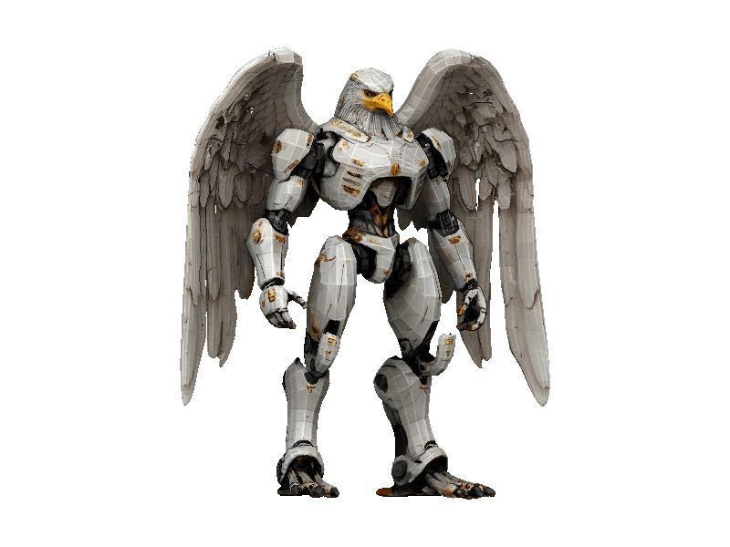 Eagle Cyborg Low-poly 3D model_1