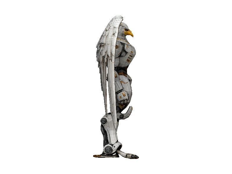 Eagle Cyborg Low-poly 3D model_2