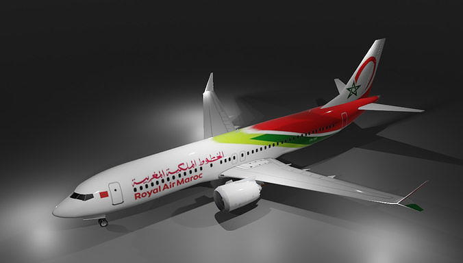 Royal Air Maroc Boeing 737 Max 8 low poly 3D Model  Low-poly 3D model