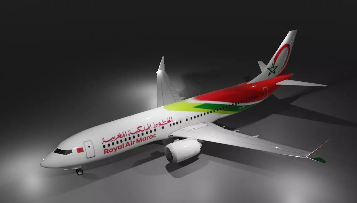 Royal Air Maroc Boeing 737 Max 8 low poly 3D Model Low-poly 3D model