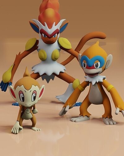 Chimchar Evolution Pack Pokemon 3D print model
