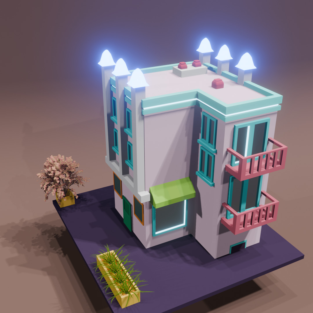 LOW POLY BUILDING Low-poly 3D model_7